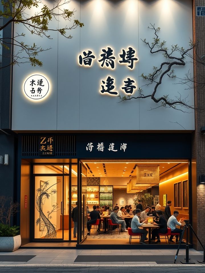展示龙的良方式茶兰州旗舰店现代中式门头与客座区人气场景的实景图