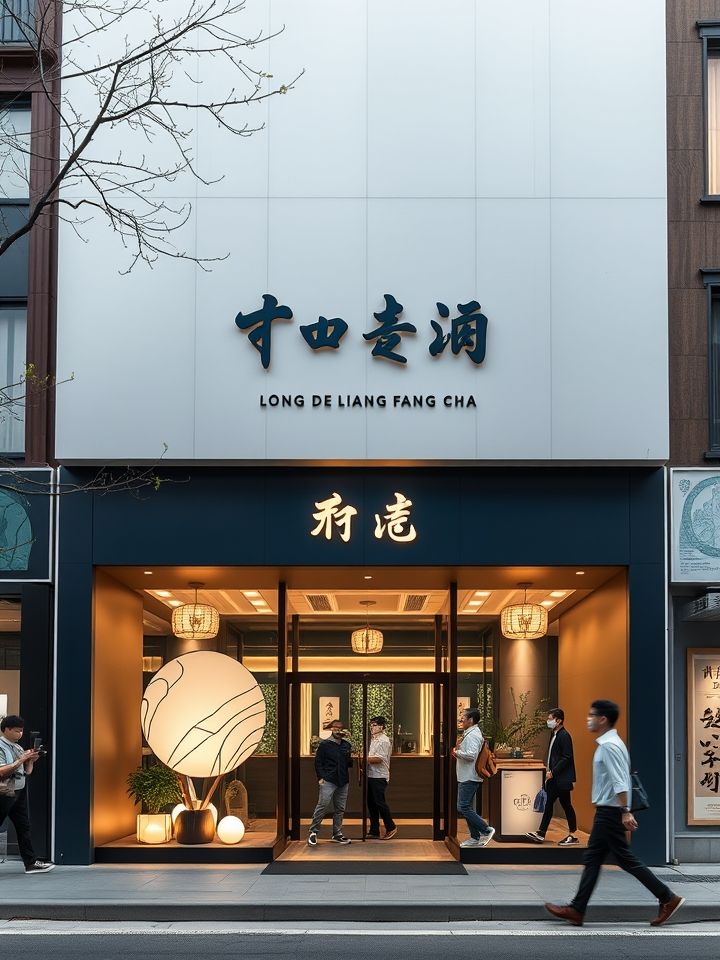 龙的良方式茶宁夏首店盛大开业，诚邀加盟共创茶饮新未来相关的**插图1**: 龙的良方式茶宁夏首店门头实拍，现代简约设计吸引众多消费者驻足。