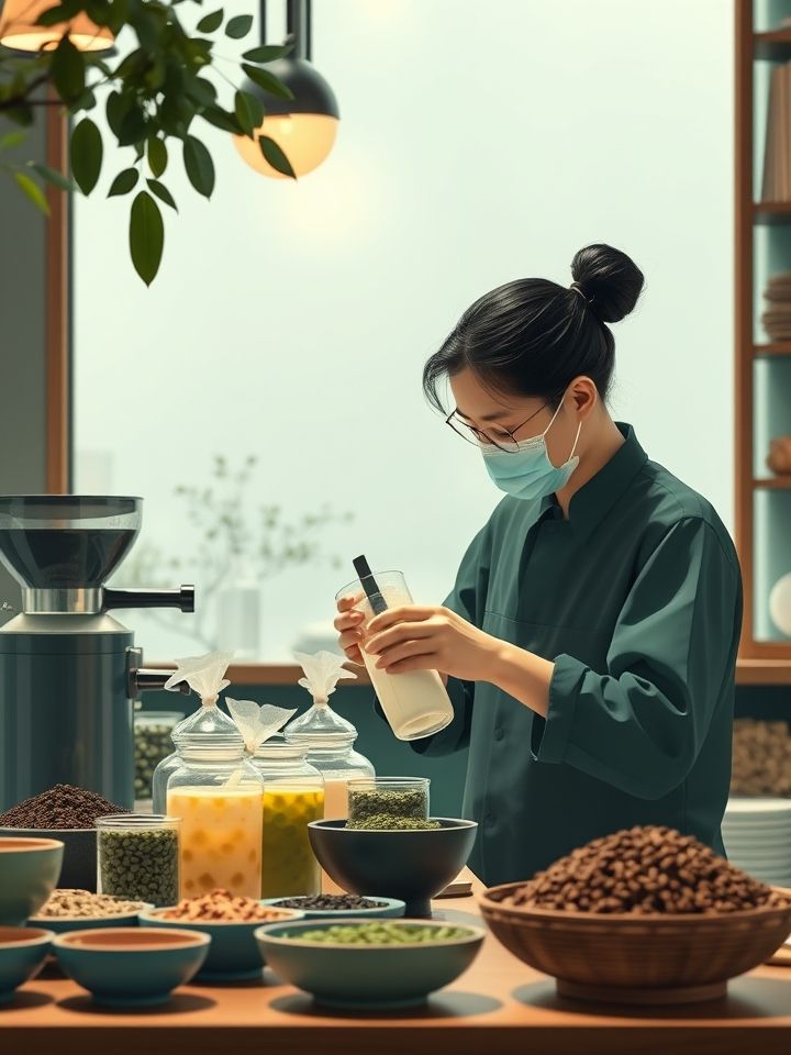 加盟奶茶店哪家好奶茶店 加盟相关的**行业突围：产品力塑造长期价值**</p>
<p>**插图2**：产品研发过程实拍（茶师调配新品、原料检测环