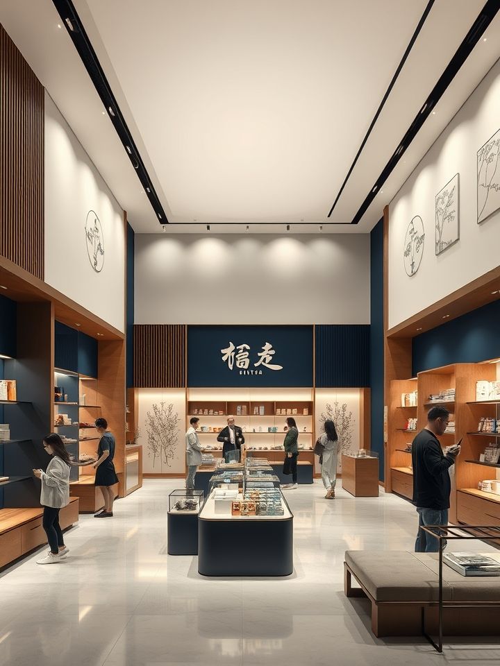 品牌门店实景图，现代风格装修与客群消费场景