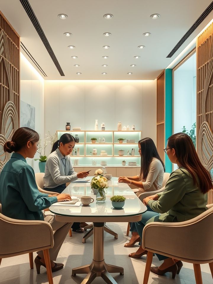 加盟商团队在明亮整洁的门店内进行产品制作培训