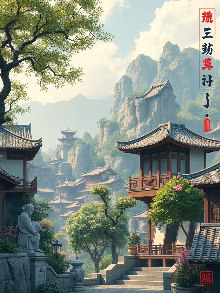 宁夏奶茶加盟相关的**插图1**：木质茶桌上摆放着三杯特色宁夏奶茶，杯口飘散缕缕热气，背景为沙漠绿洲与现代城市交融的剪