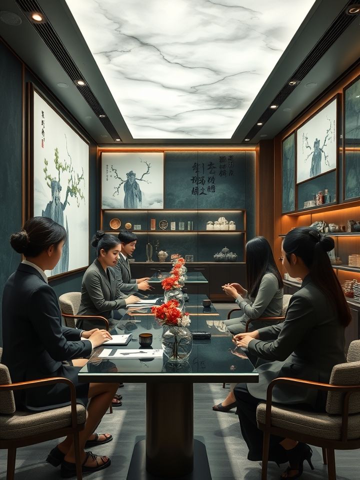 加盟商与总部运营团队在样板店内的实操培训场景