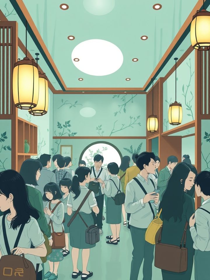 龙的良方奶茶加盟商相关的(**插图1**: 龙的良方式茶门店实景图，明亮国风空间与顾客络绎不绝的场景，突出品牌吸引力)