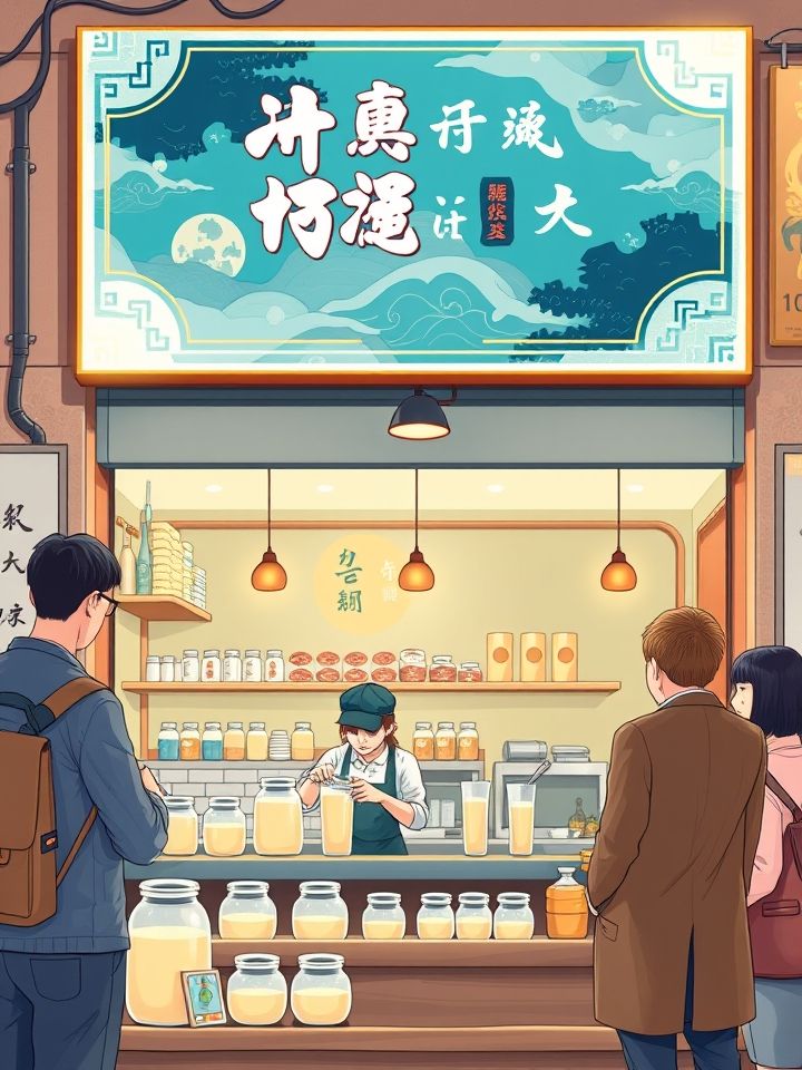 甘肃奶茶连锁加盟相关的**插图1**：门店实景图——明亮的“龙的良方式茶”招牌下，店员正为顾客制作招牌牛乳茶，操作台陈列着