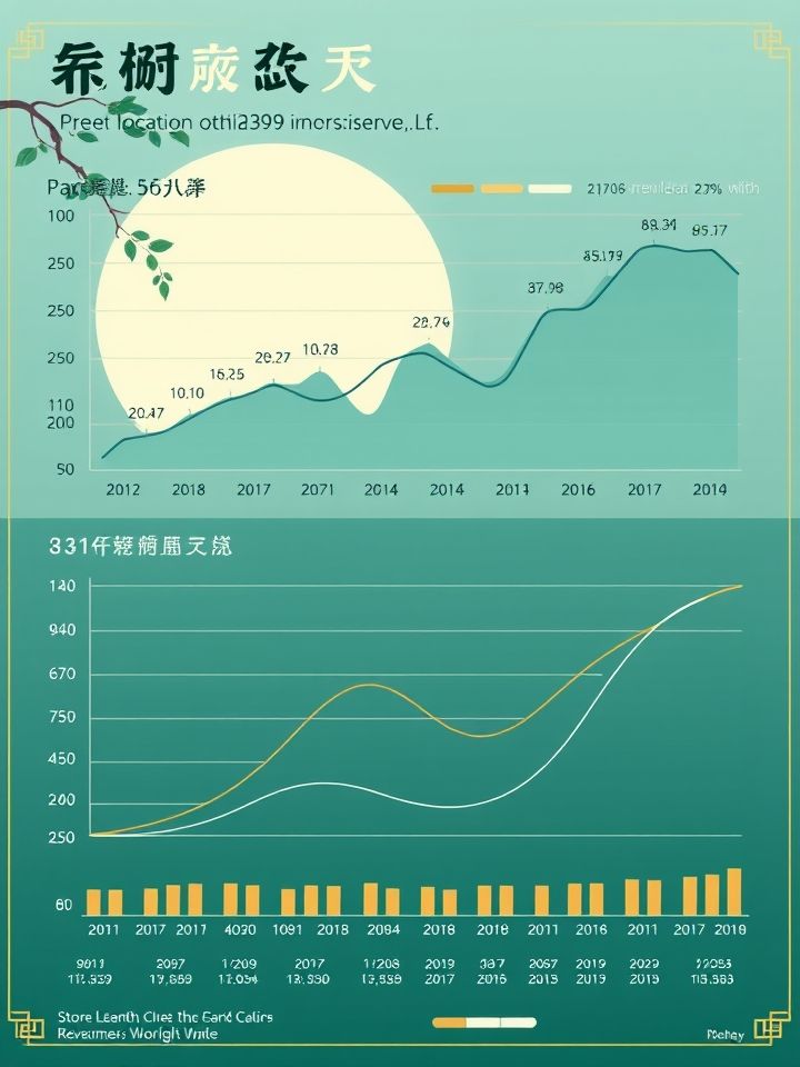 展示动态数据可视化长图，呈现不同城市门店月均营收对比与消费者复购率曲线