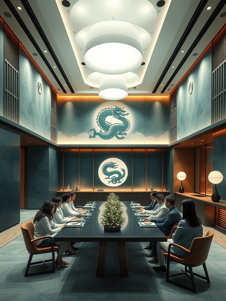 展示龙的良方式茶品牌总部实景，体现总部团队为加盟商提供从选址到运营的全流程支持