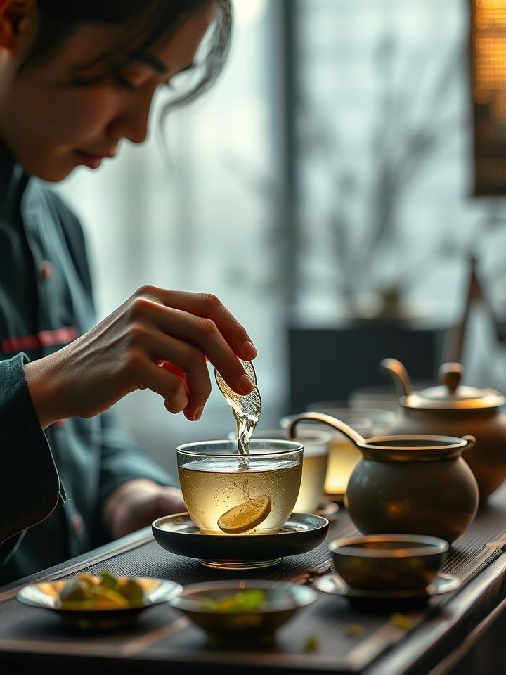 品牌茶艺师现场教学手打柠檬茶制作过程特写图