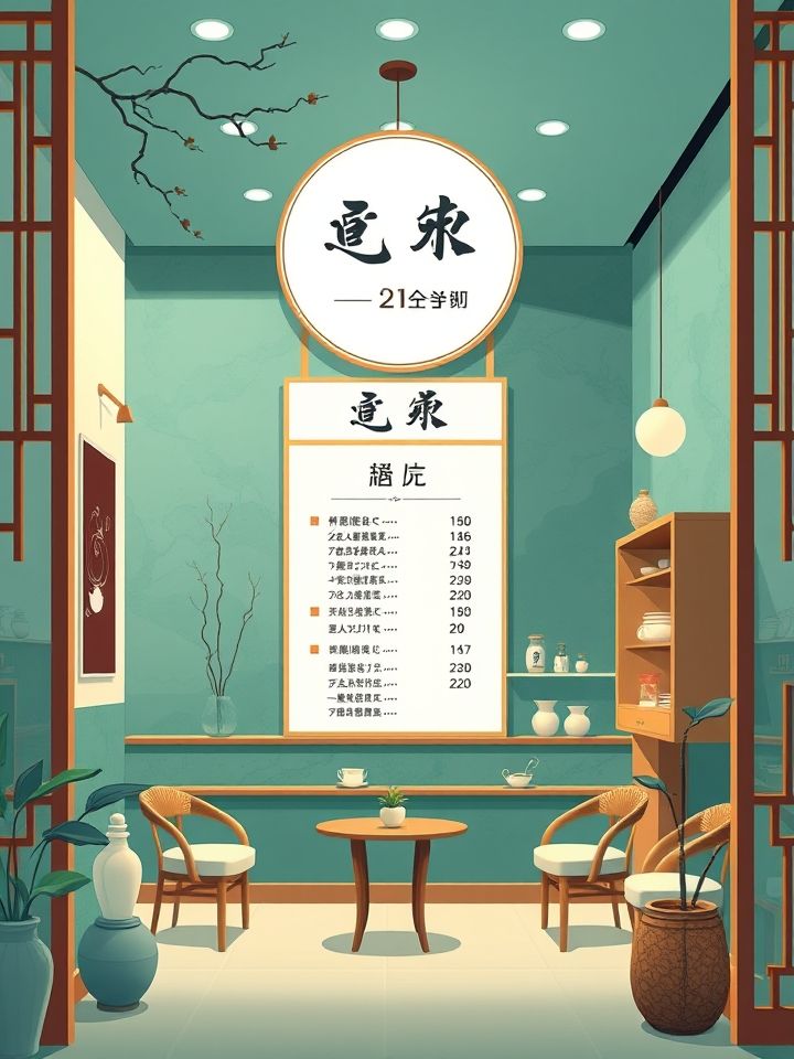 奶茶龙的良方加盟费用相关的(**插图1**: 门店实景图搭配费用清单弹窗，呈现“费用透明化”主题)