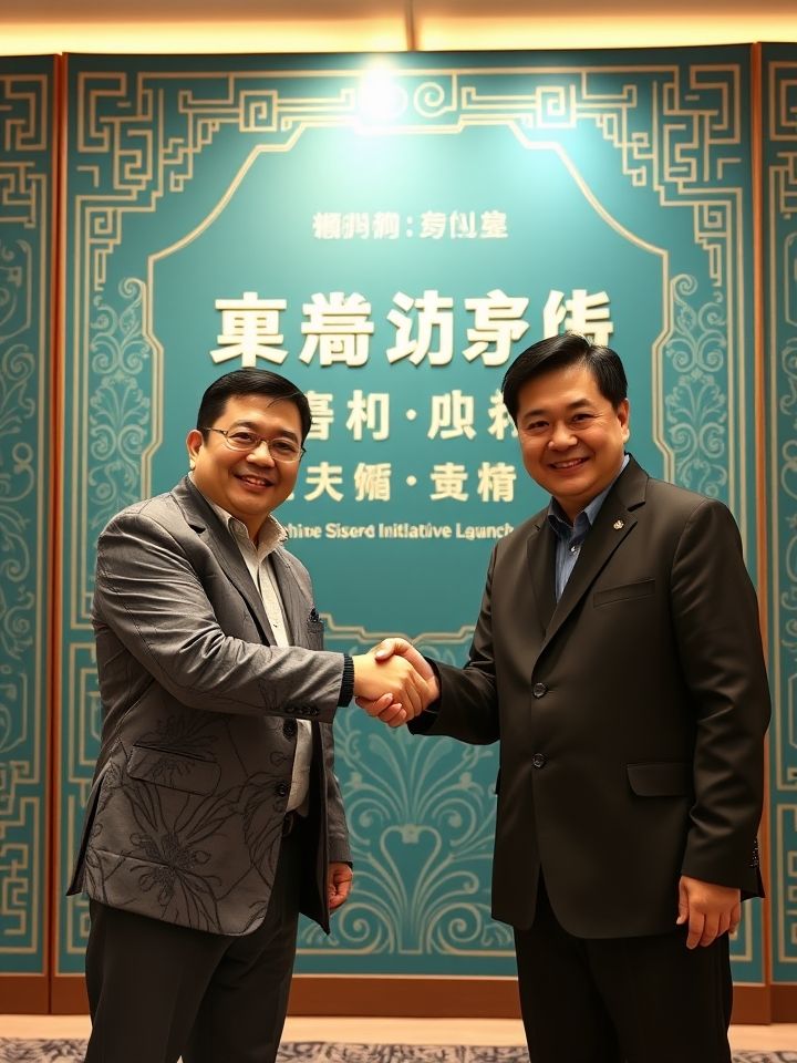龙的良方式茶加盟商签约现场，总部经理与创业者握手合影，背景为“千店计划启动”主题展板
