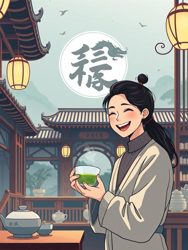 加盟龙的良方奶茶怎么样相关的**插图1**:（门店形象图：古风与现代融合的店面设计，顾客手持品牌特色杯型，背景呈现“龍”字标识）