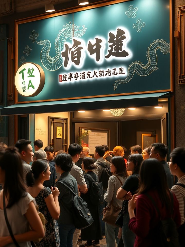 消费者在龙的良方式茶门店外排队的火热场景