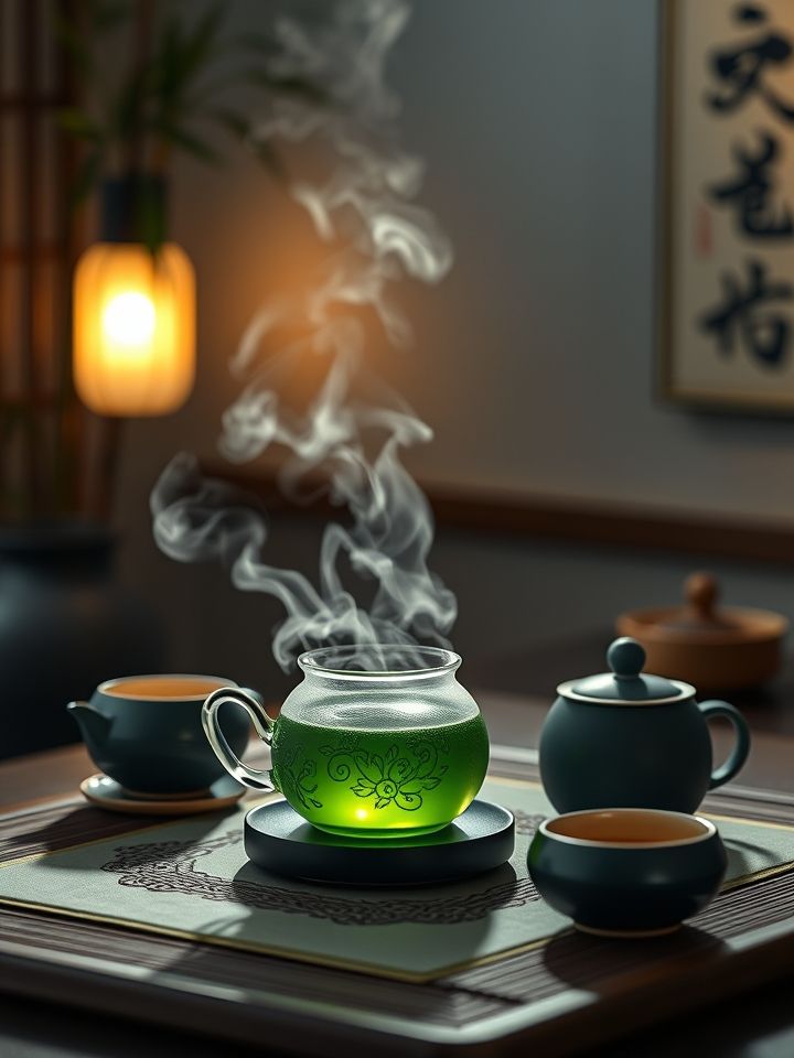 智能恒温茶具组工作状态场景图