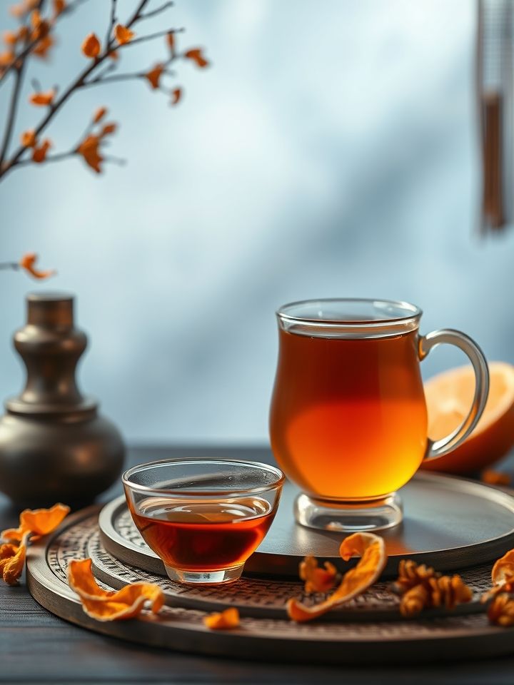 普洱茶加陈皮泡茶喝有什么功效相关的 龙的良方式茶 | 陈皮普洱双韵合璧，解锁养生茶饮新体验</h3></p>
<p>**插图1**: 琥珀色茶汤中